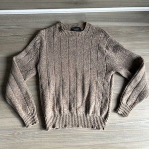 Vintage Jantzen Charcoal Beige Pullover Crewneck Wool Sweater‎ Made USA Sz M